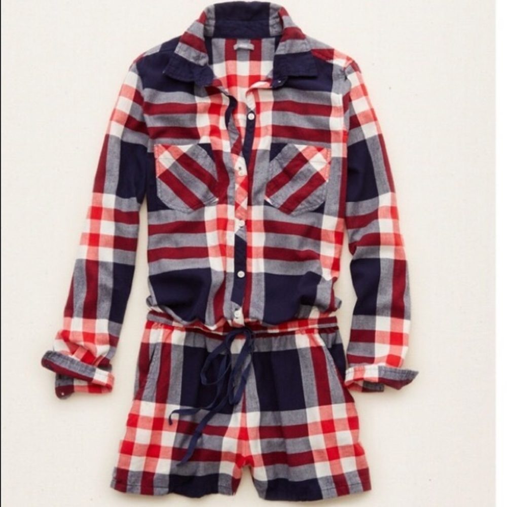 Aerie Plaid Flannel Romper